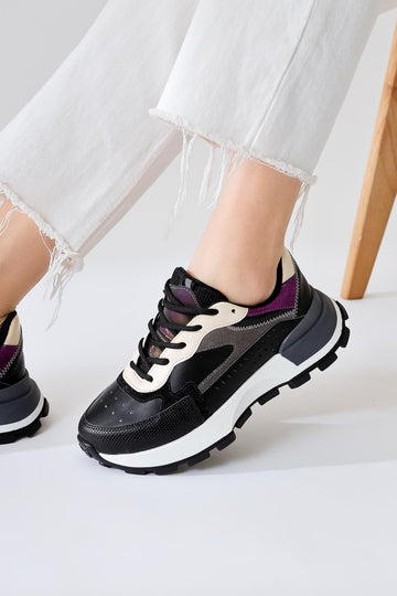 Sin Siyah Süet Bağcıklı Yüksek Taban Sneakers