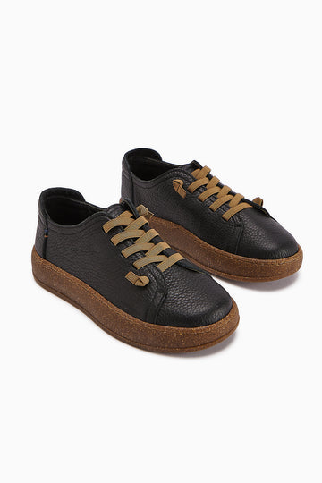 Judi Hakiki Deri Siyah Rahat Tabanlı Kadın Sneakers