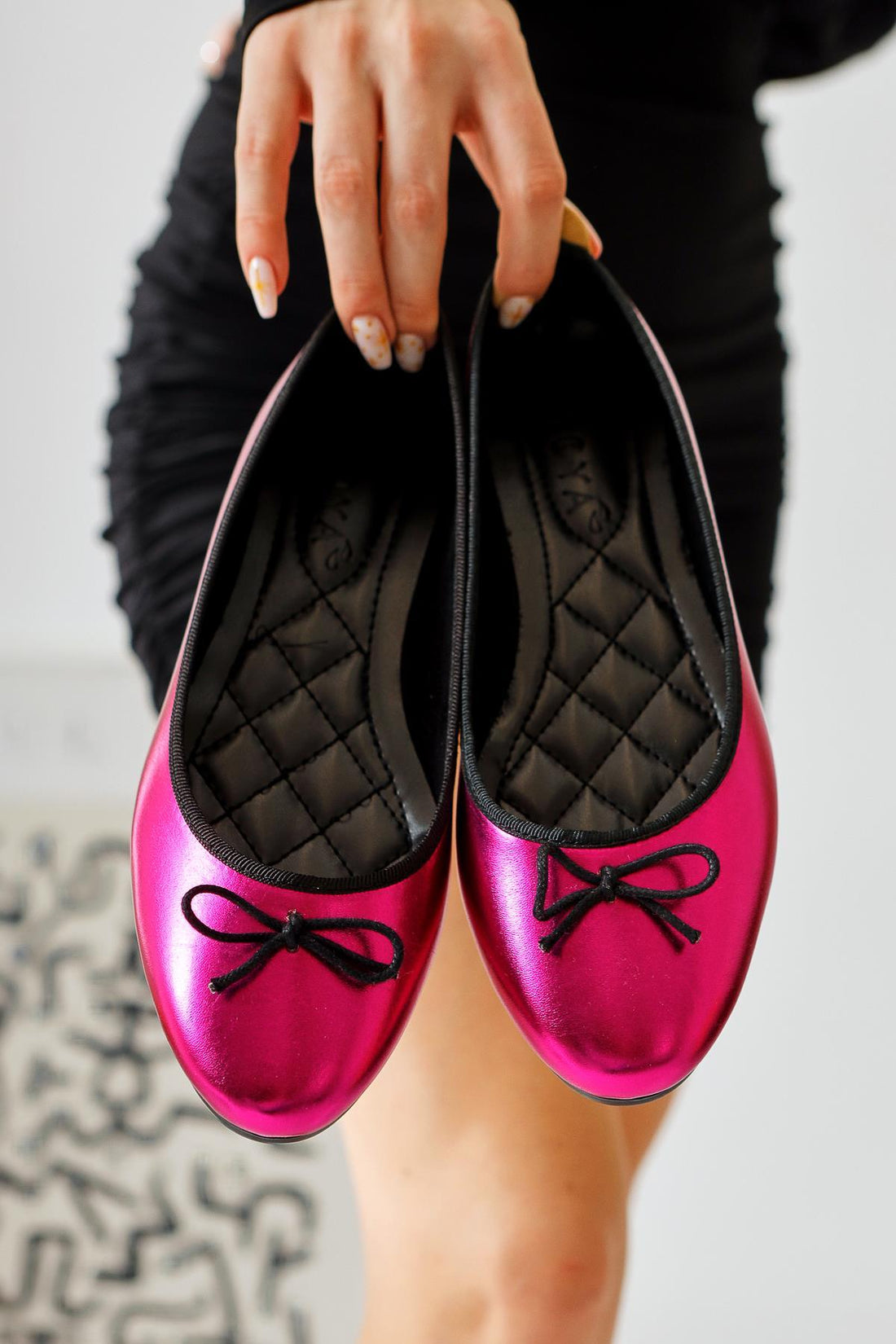 Sille Fuşya Kırışık Deri Fiyonk Detaylı Babet