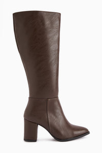 Deniza Kahve Topuklu Kadın Çizme