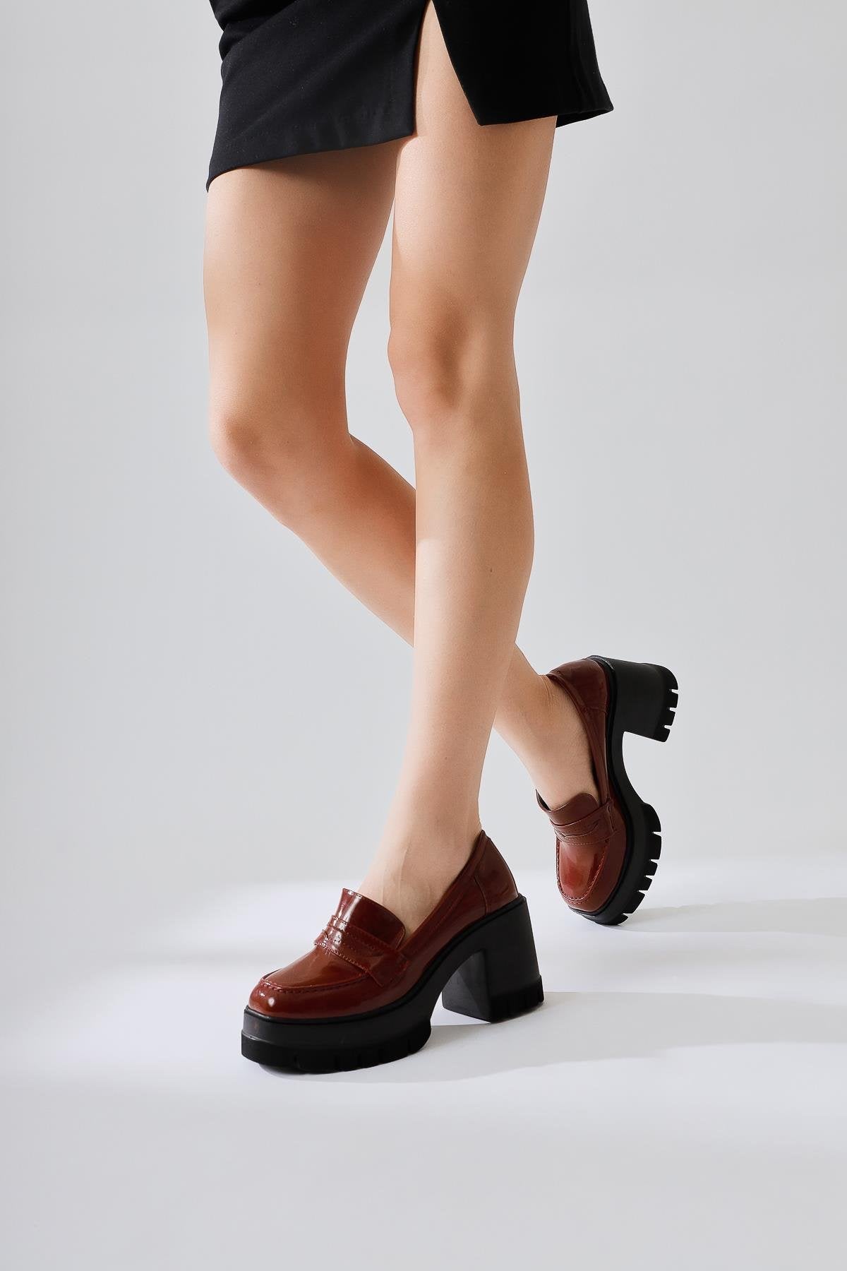 Majnor Bordo Rugan Platformlu Makosen Ayakkabı