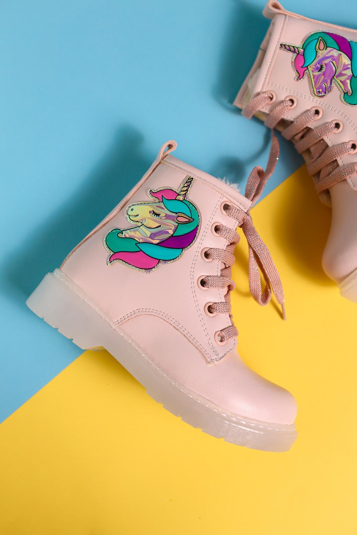 Jolene Pudra Unicorn Patchli Işıklı Bağcıklı Çocuk Bot