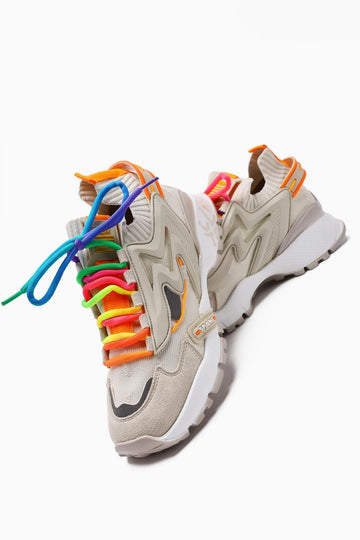 Anabell Bej Triko Süet Detaylı Renkli Bağcıklı Kadın Sneakers
