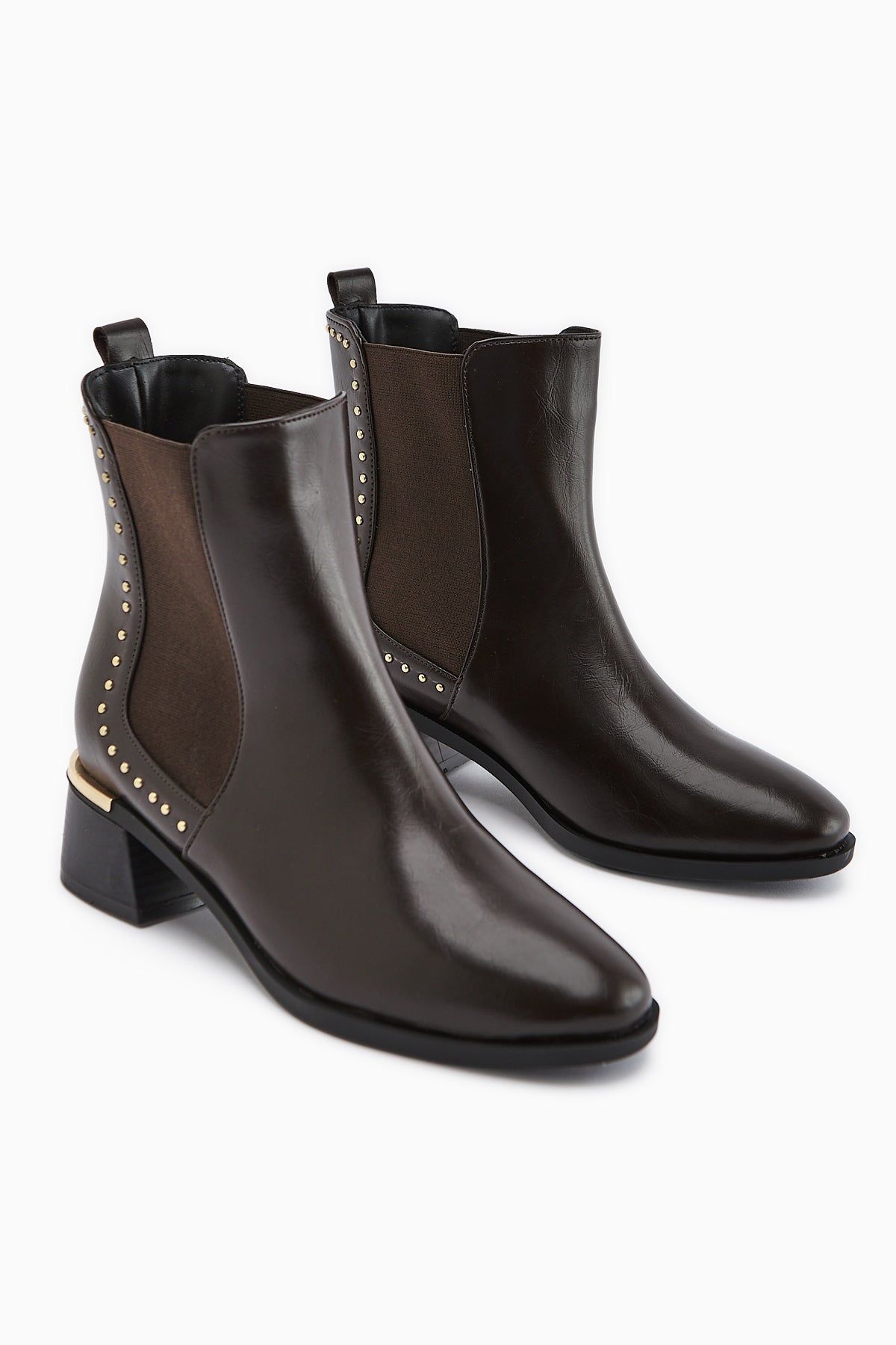 Jane Kahve Lastikli Topuklu Kadın Bot