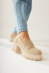 Majnor Bej Süet Platformlu Makosen Ayakkabı