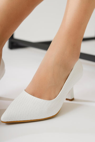 Dorothe Beyaz Desenli Kadeh Topuk Stiletto