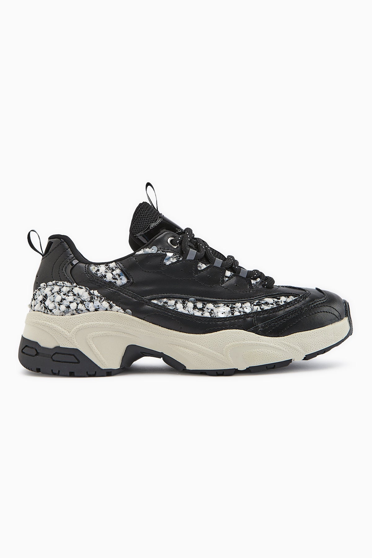 Rozhin Siyah Pullu Kalın Taban Kadın Spor Ayakkabı