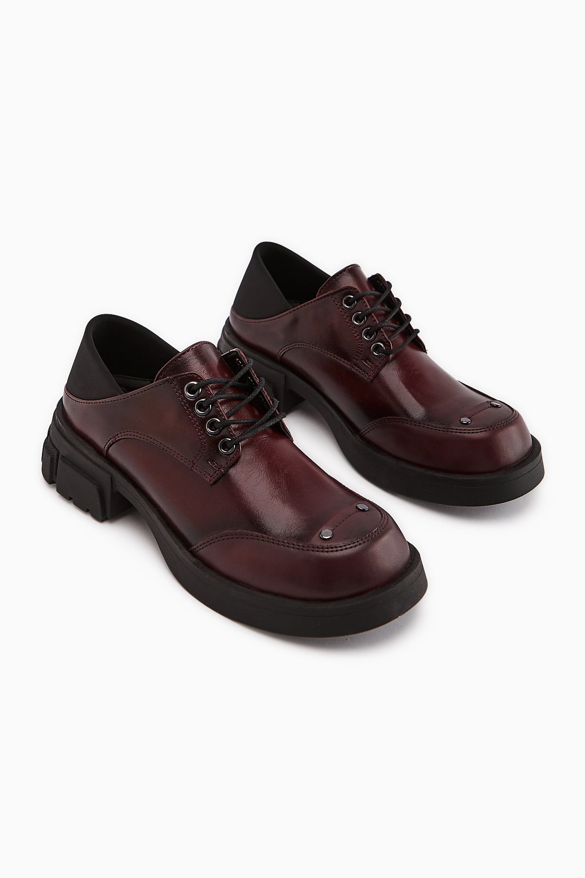 Lilas Bordo Bağcıklı Loafer Kadın Ayakkabı