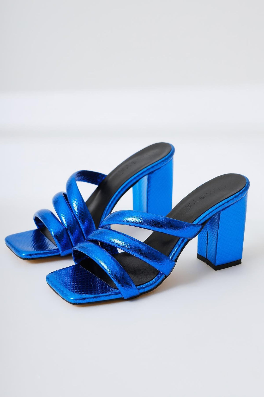 Sasima Saks Yılan Desenli Bantlı Topuklu Terlik