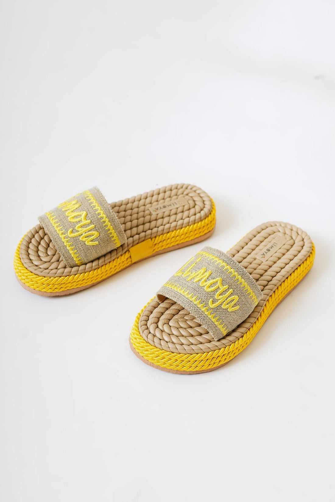 Vasana Sarı Yumuşak Dokulu Kalın Tabanlı Halat Terlik