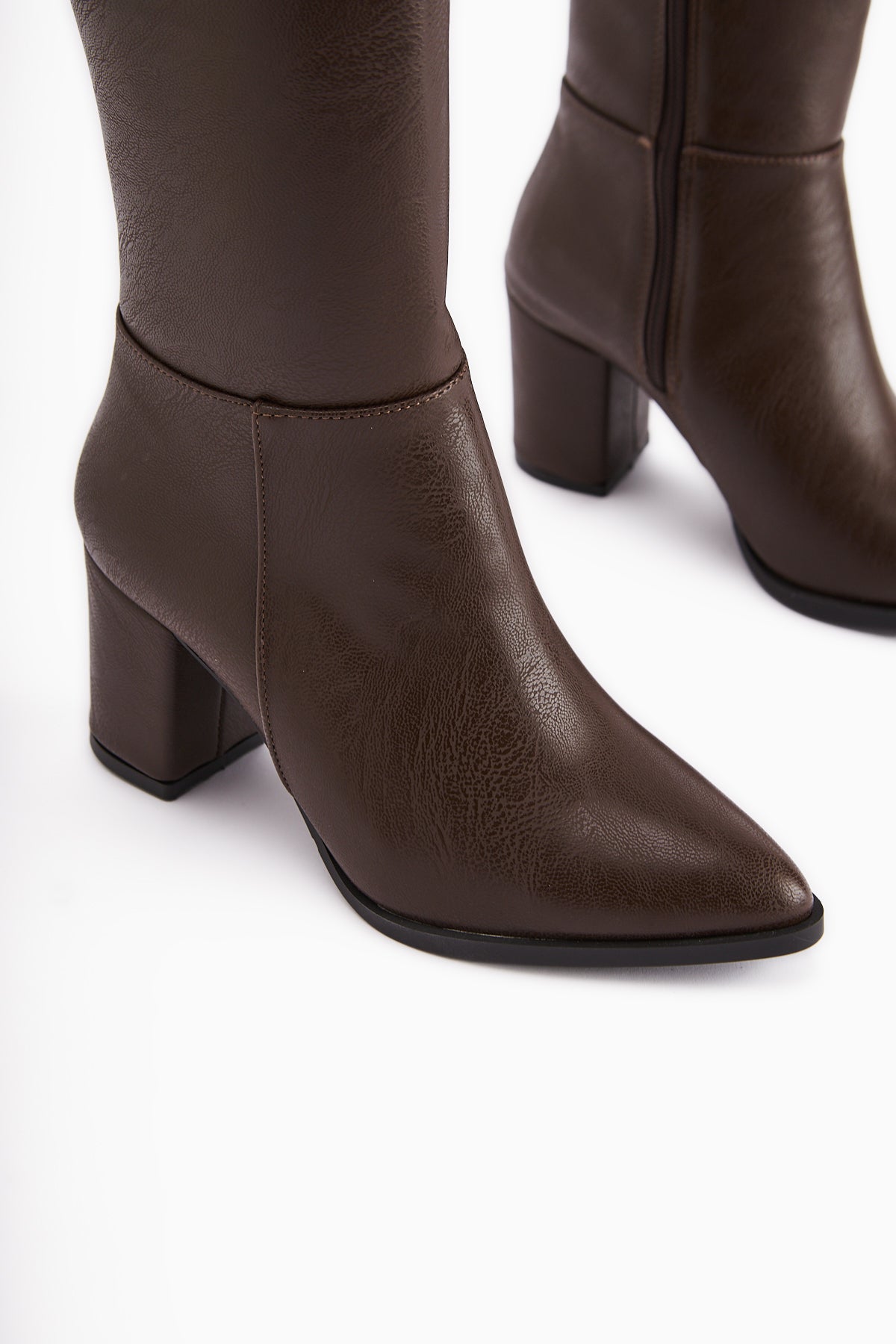 Deniza Kahve Topuklu Kadın Çizme