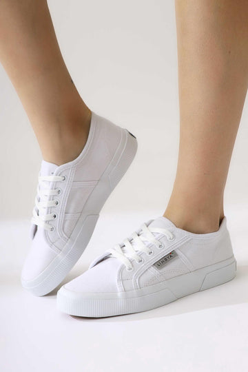 Timon Beyaz Rahat Taban Keten Sneakers