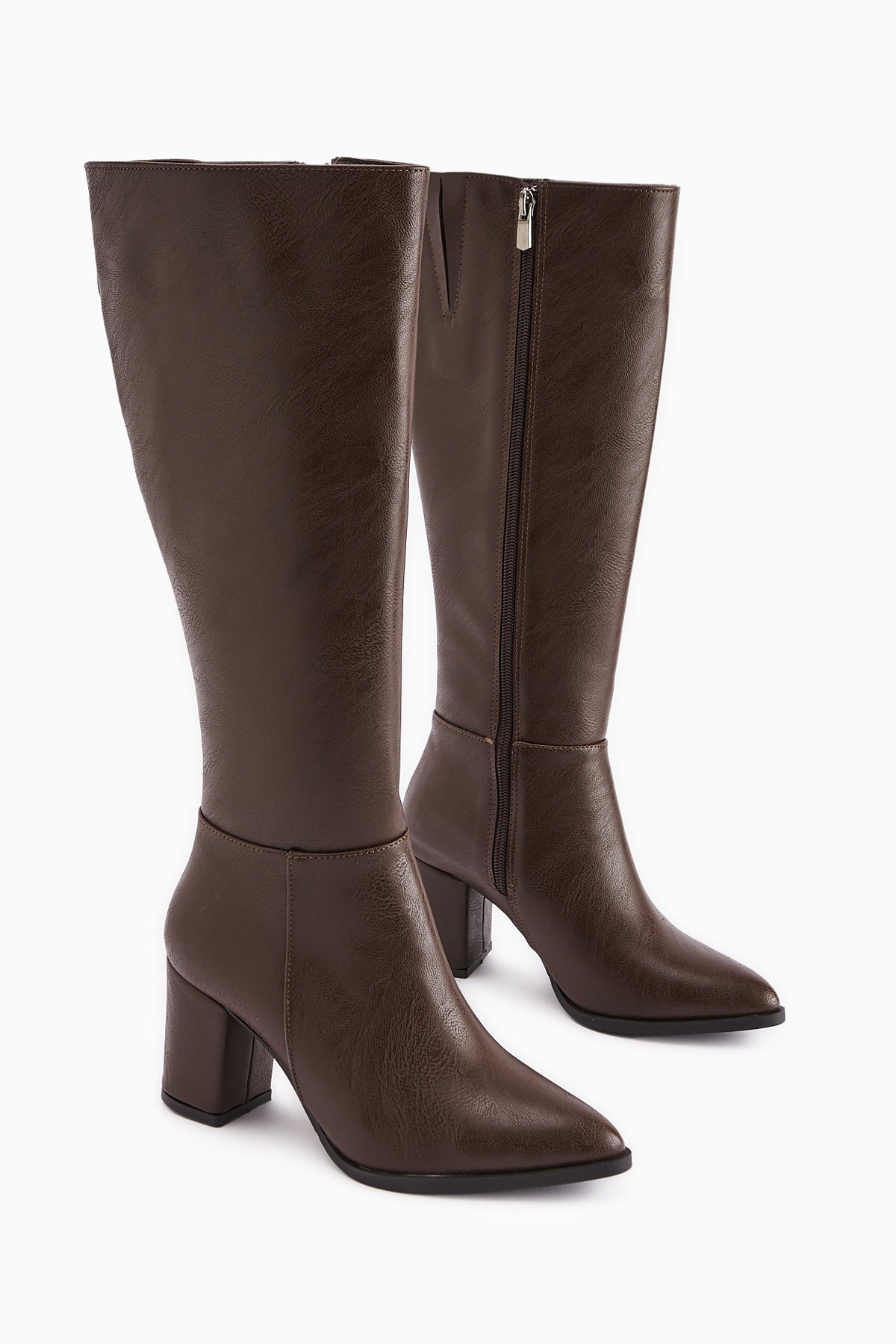 Deniza Kahve Topuklu Kadın Çizme