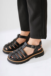 Tylia Siyah Kalın Tabanlı Sandalet