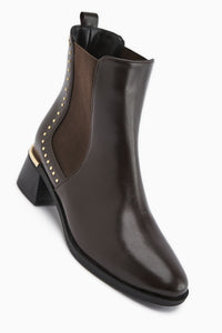 Jane Kahve Lastikli Topuklu Kadın Bot