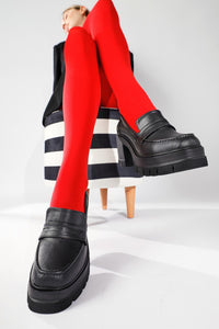 Majnor Siyah Platformlu Makosen Ayakkabı