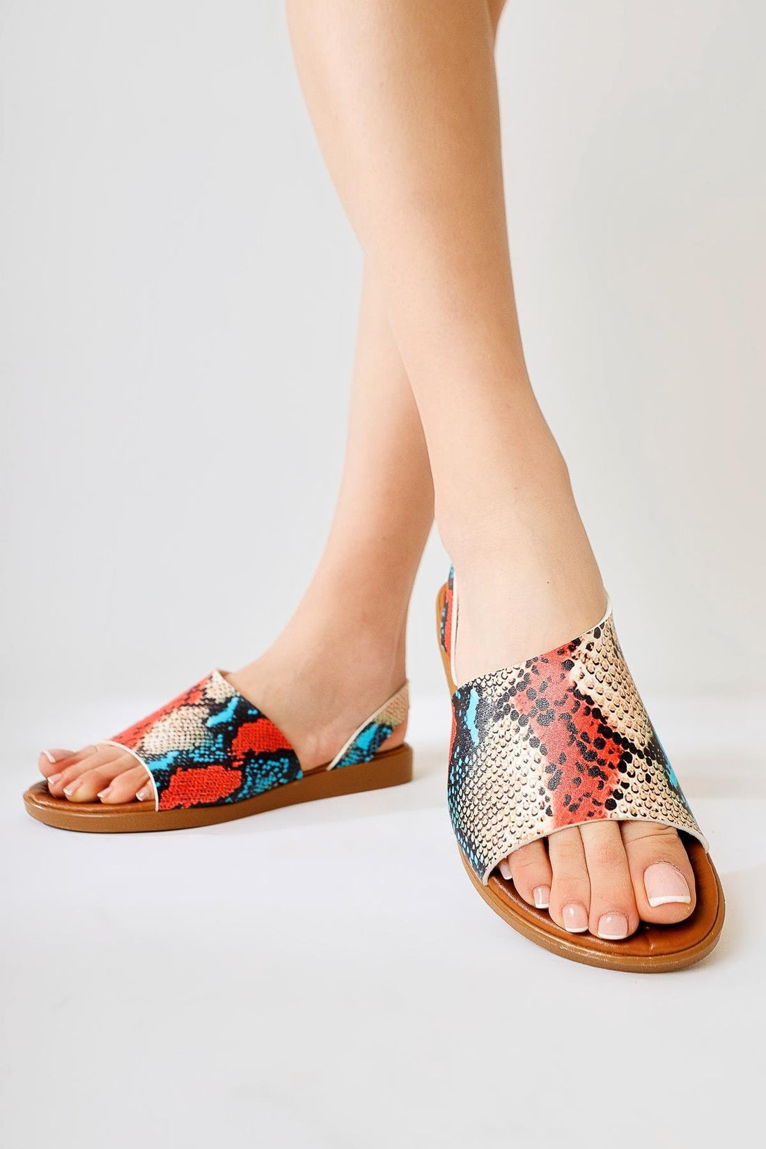 Hakiki Deri Kaia Yılan Desenli Sandalet