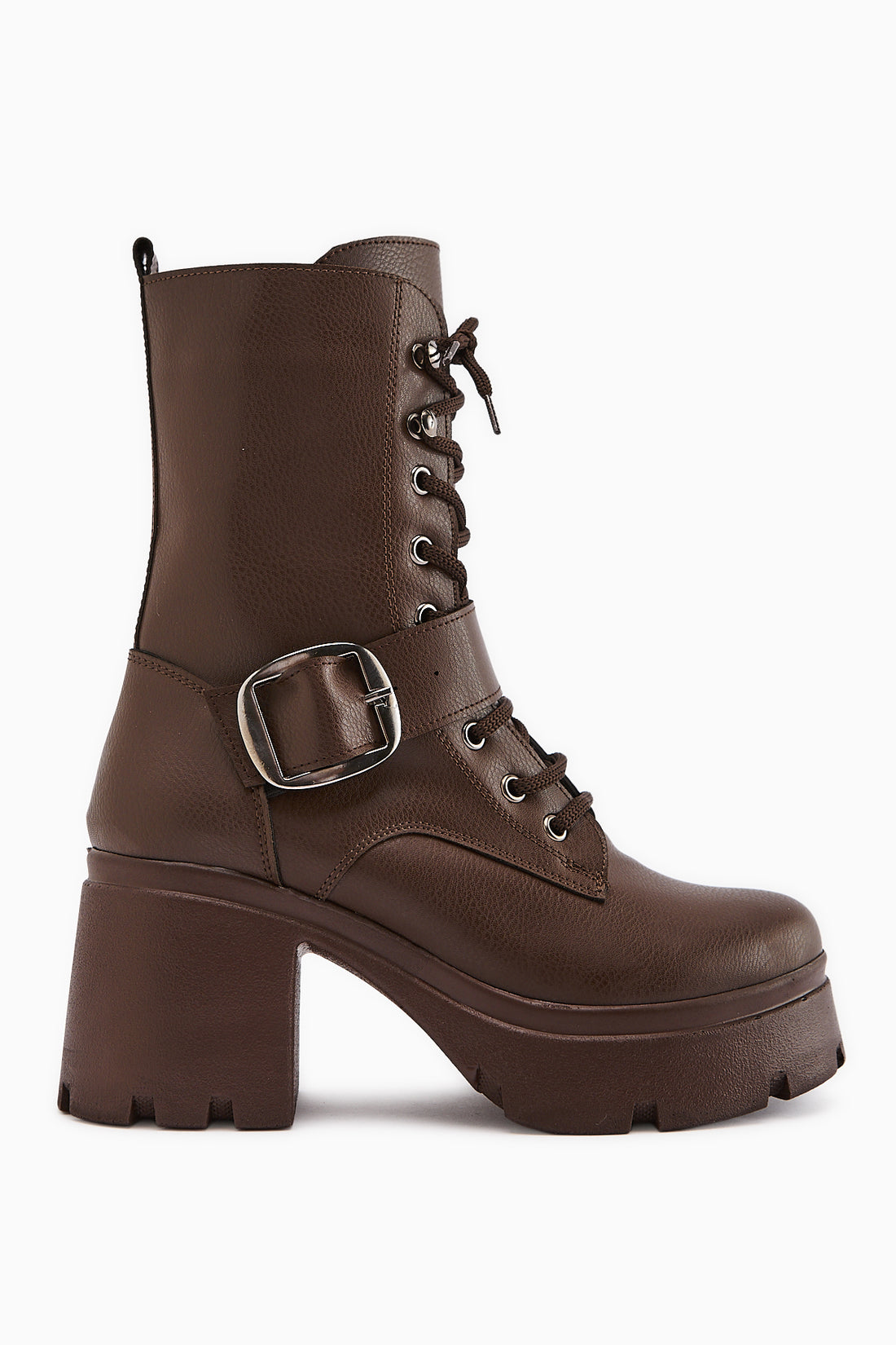 Caklin Kahve Kemerli Kadın Platform Topuklu Postal Bot