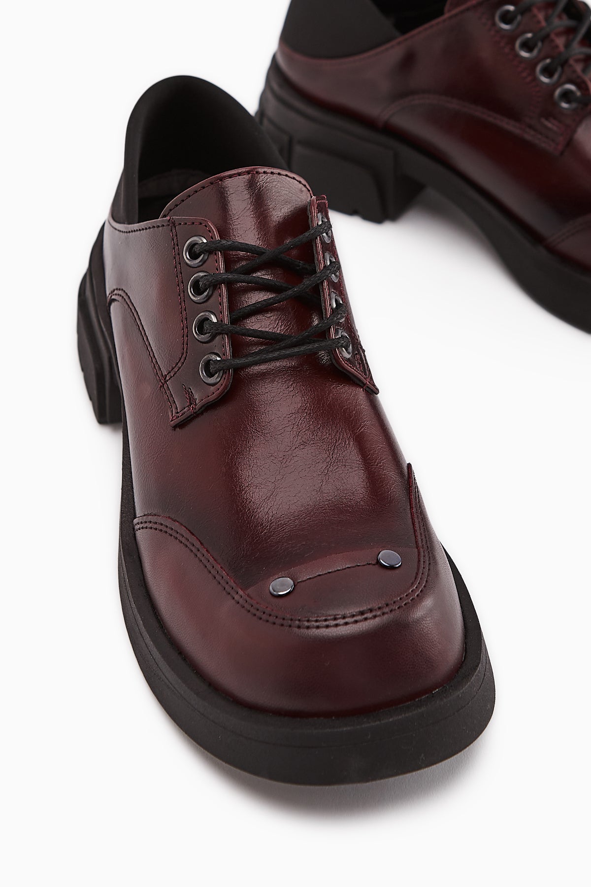 Lilas Bordo Bağcıklı Loafer Kadın Ayakkabı