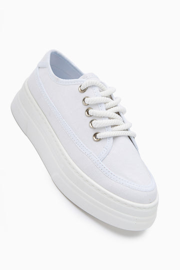 Sassa Beyaz Yüksek Tabanlı Bağcıklı Kadın Sneaker