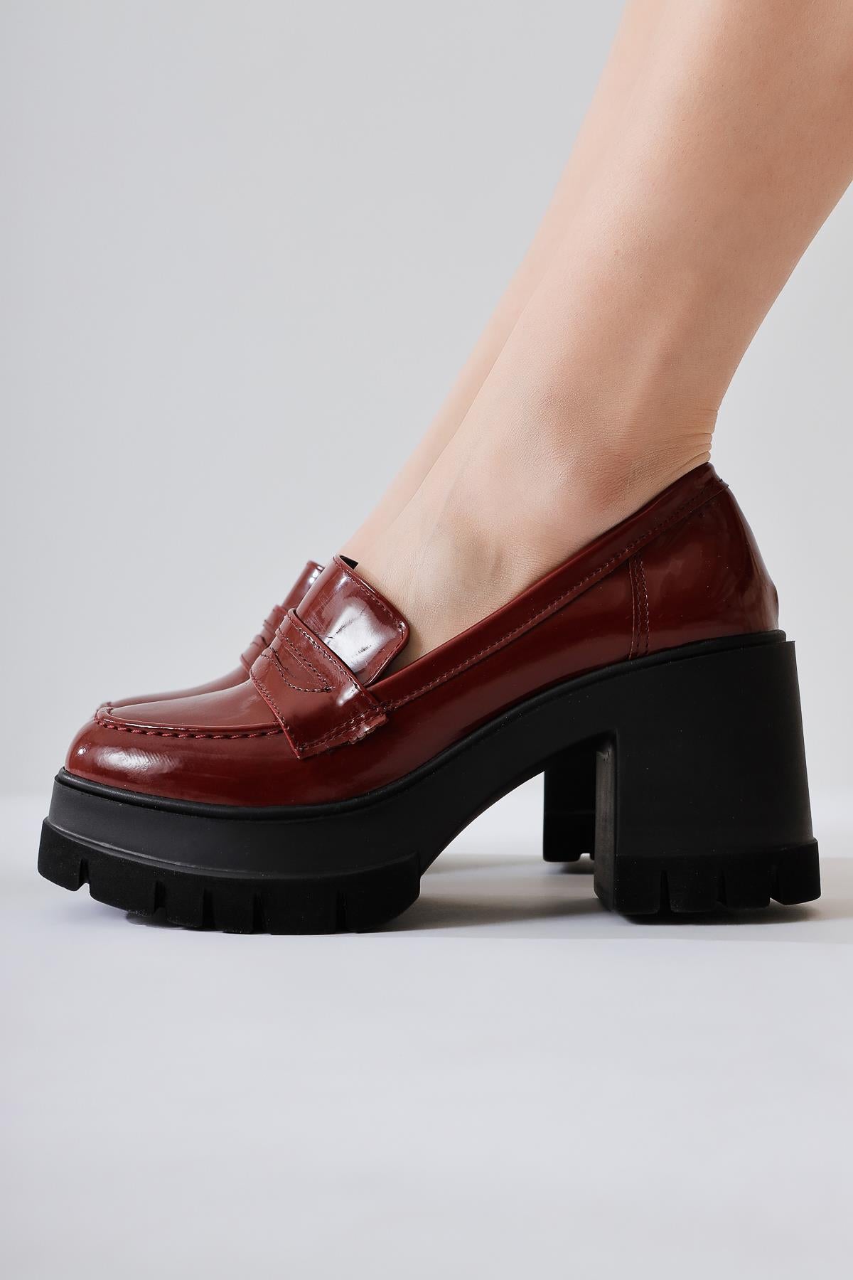 Majnor Bordo Rugan Platformlu Makosen Ayakkabı