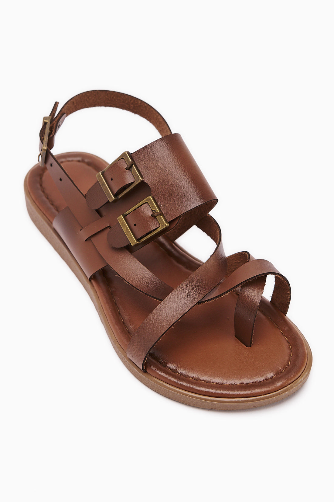 Hakiki Deri Desta Taba Toka Detaylı Sandalet