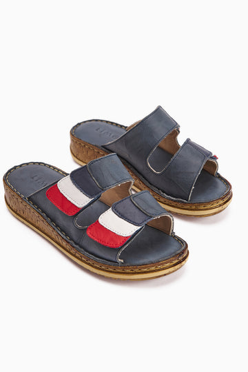 Hakiki Deri Kassid Mavi Comfort Terlik