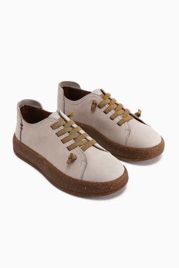 Judi Hakiki Deri Gri Rahat Tabanlı Kadın Sneakers
