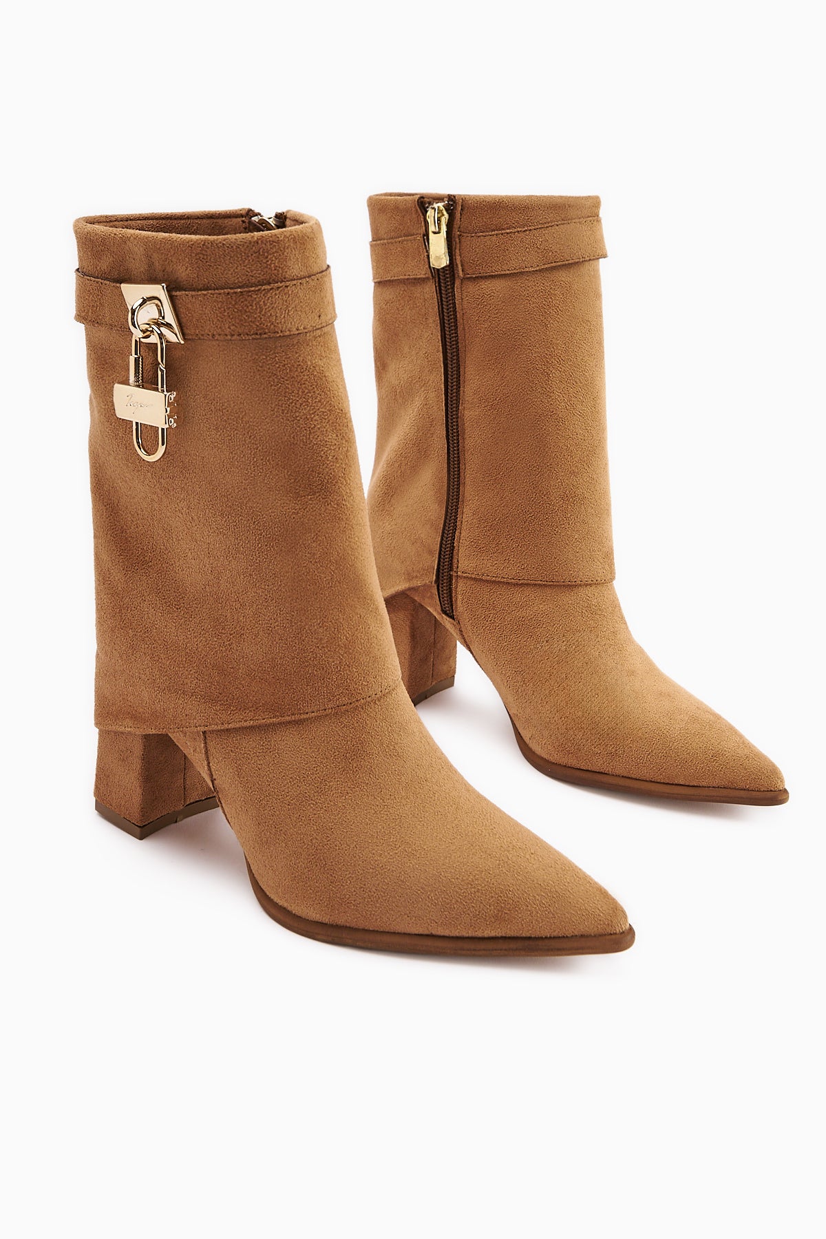 Nisha Taba Süet Takalı Kalın Topuklu Kadın Bot