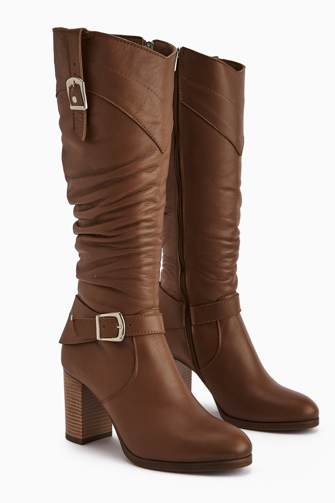 Ting Hakiki Deri Taba Toka Detaylı Kadın Topuklu Çizme