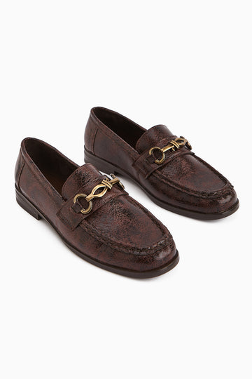 Kali Kahve Zincir Detaylı Loafer Kadın Ayakkabı