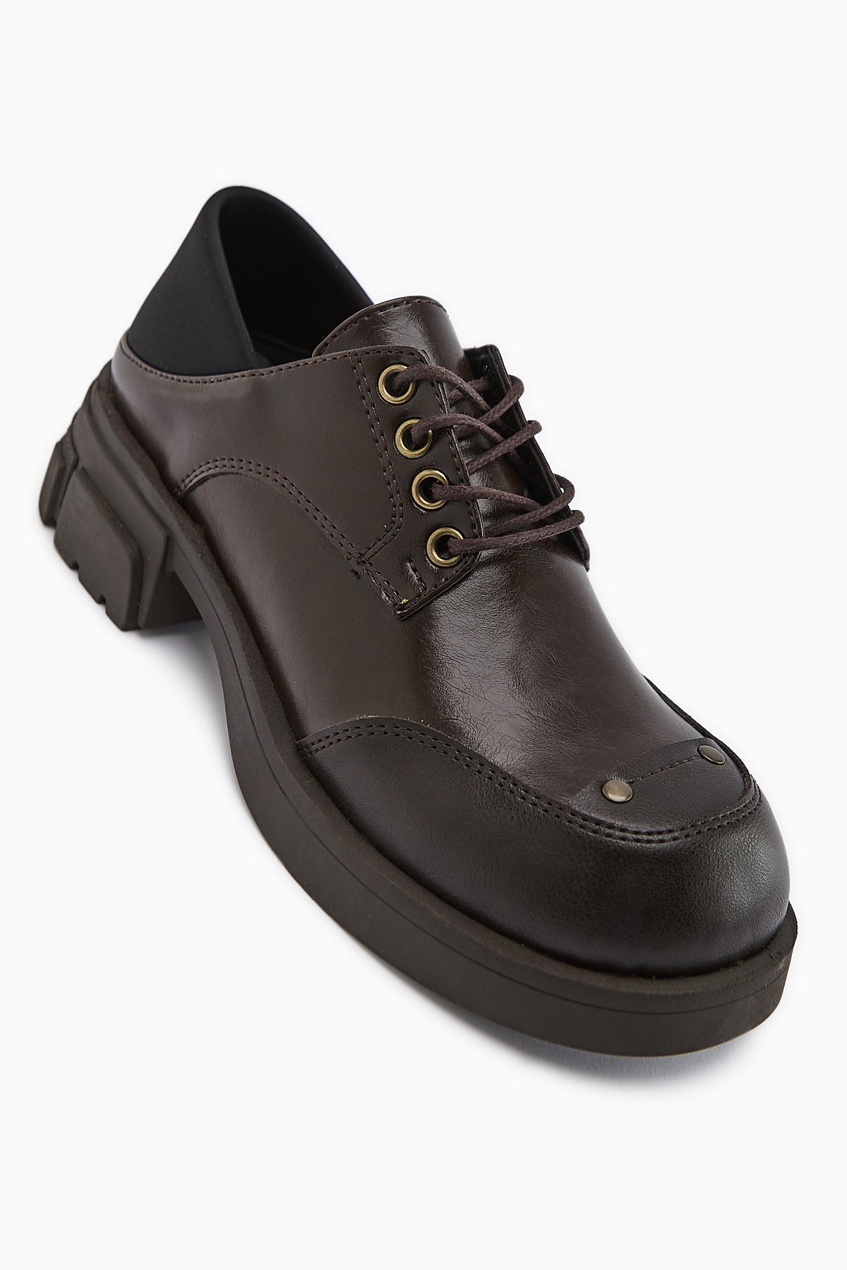 Lilas Kahve Bağcıklı Loafer Kadın Ayakkabı