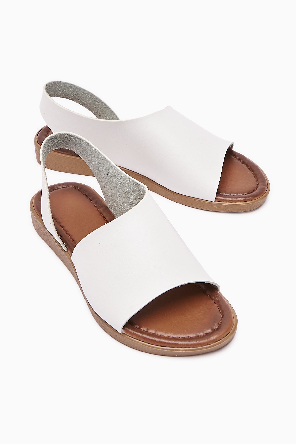 Hakiki Deri Kaia Beyaz Sandalet