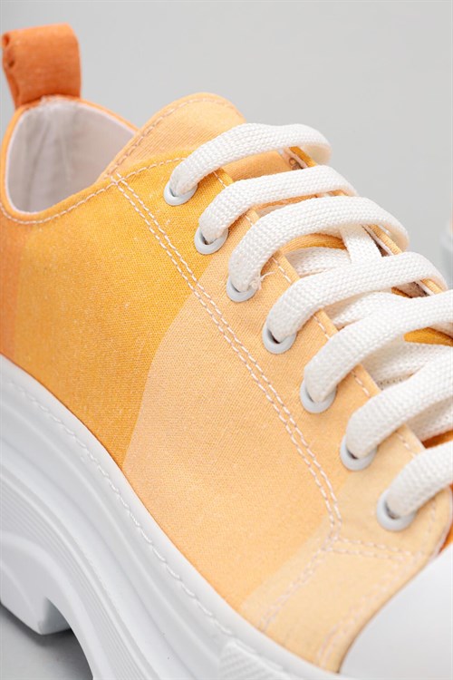 Alyce Sarı Keten Kumaş Bağcıklı Sneakers Spor Ayakkabı
