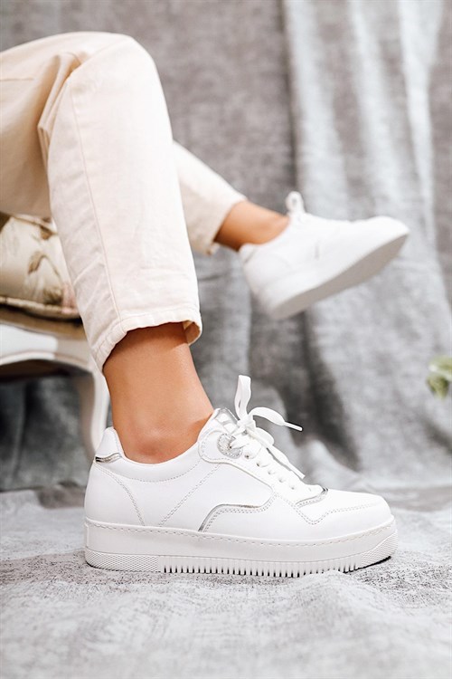 Octavia Beyaz Gümüş Casual Sneakers Spor Ayakkabı