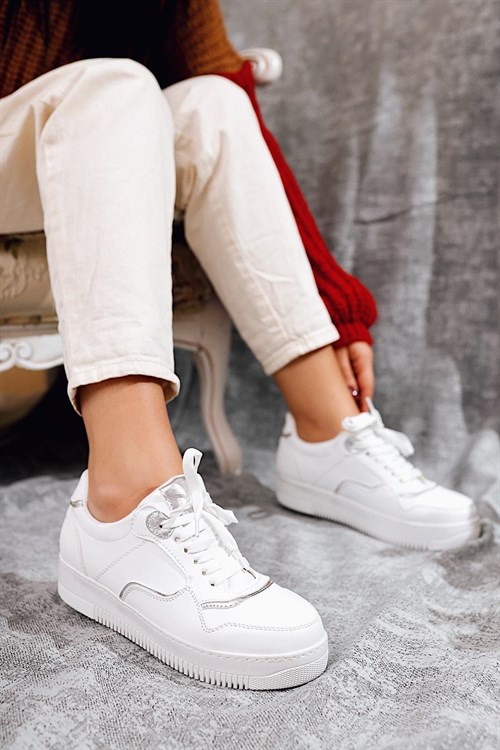 Octavia Beyaz Gümüş Casual Sneakers Spor Ayakkabı
