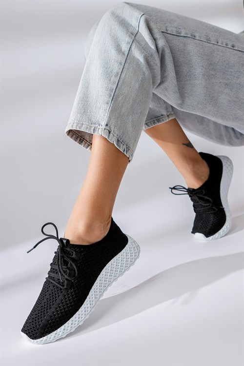 Tasha Siyah Örgü Bağcıklı Sneakers