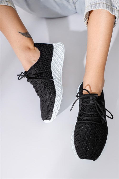 Tasha Siyah Örgü Bağcıklı Sneakers