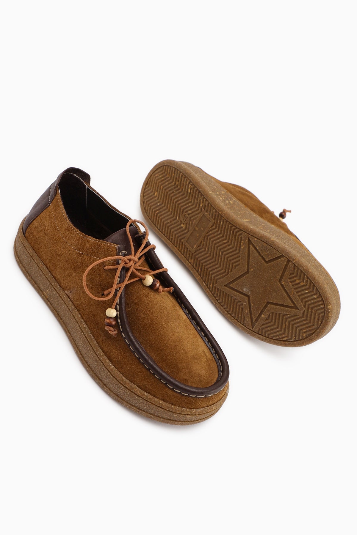 Polin Hakiki Deri Vizon Süet Bağcıklı Günlük Loafer Ayakkabı