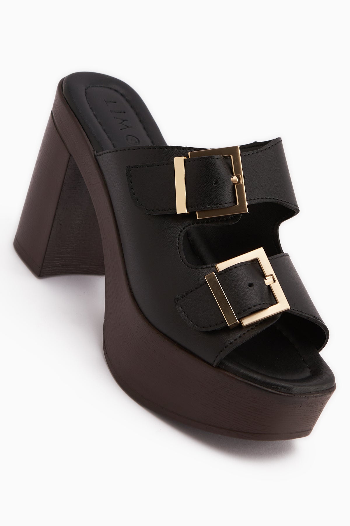 Leida Siyah Tokalı Platform Topuklu Kadın Terlik