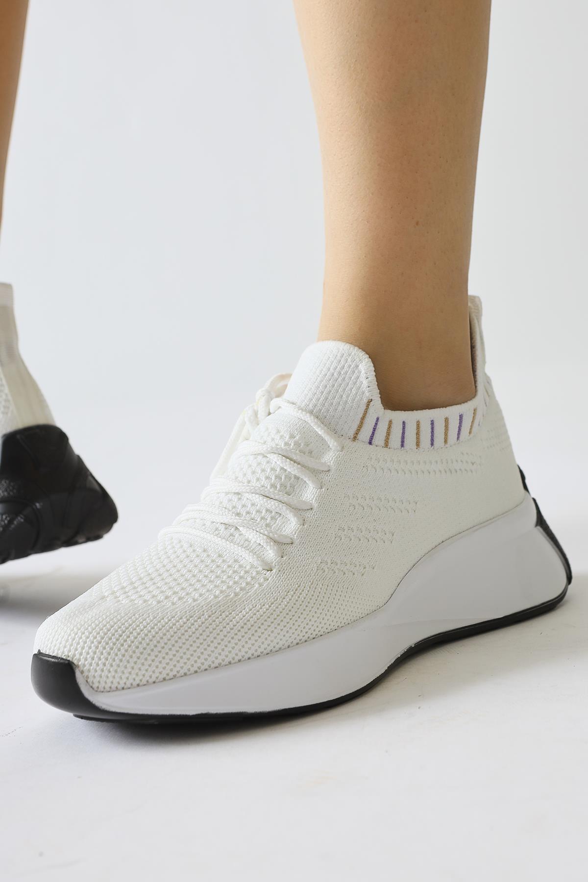 Minni Beyaz Örgü Sneakers