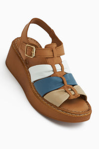 Larisa Hakiki Deri Taba Kadın Sandalet