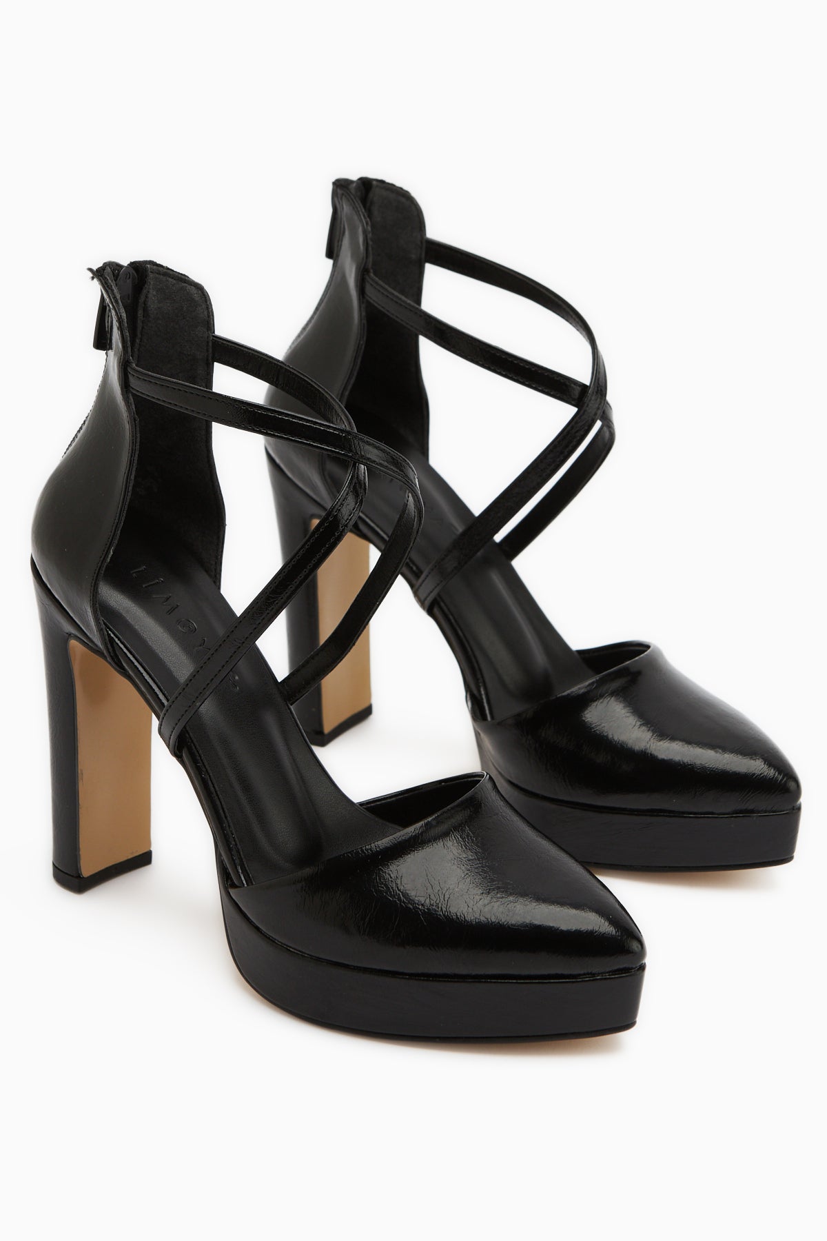 Naomi Siyah Kemerli Platform Topuklu Kadın Ayakkabı