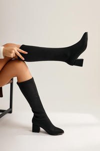 Anastazija Sitah Sivri Burunlu Dalgıç Kumaş Çizme