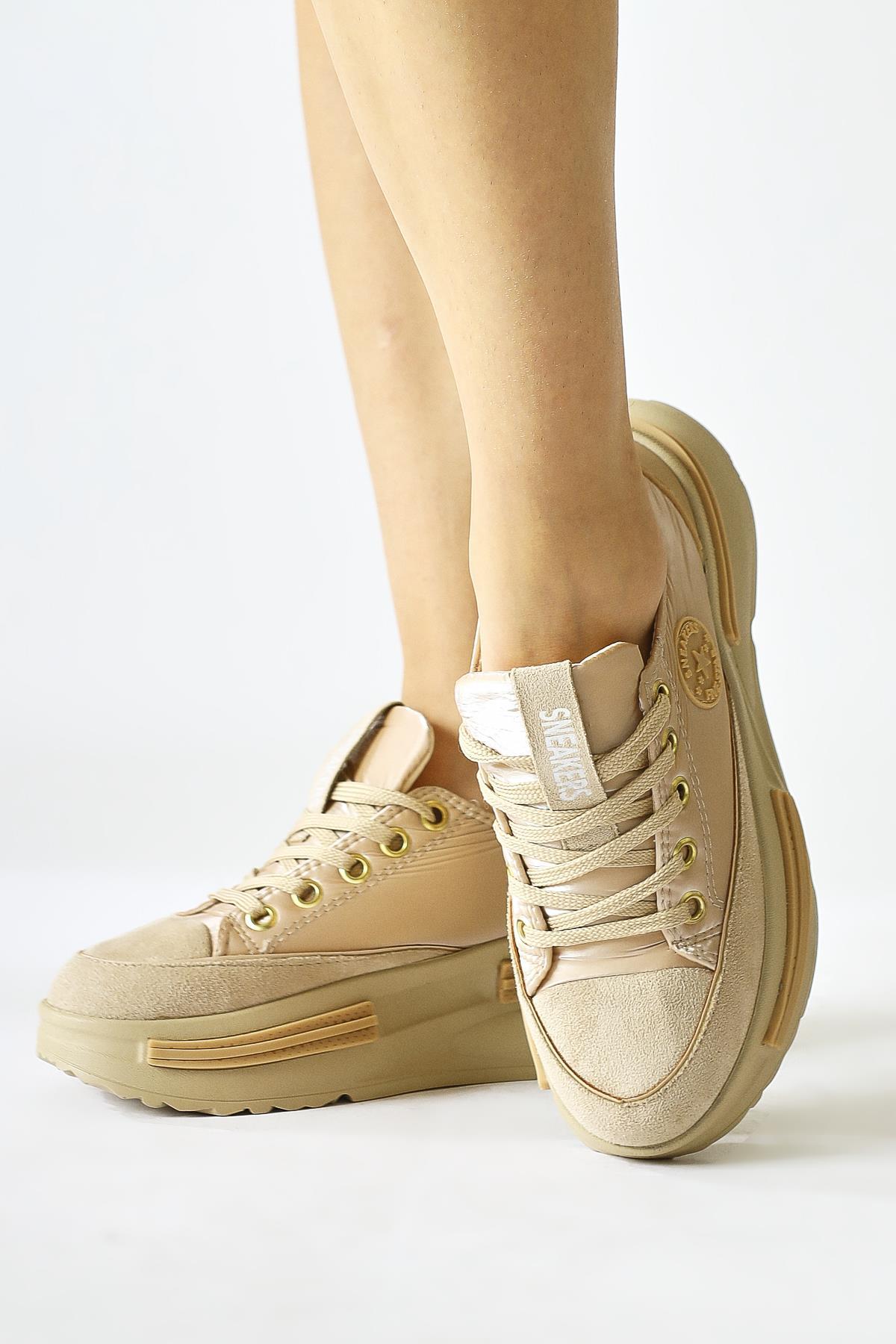 Ancy Nud Paraşüt Kumaş Yıldız Patchli Sneakers