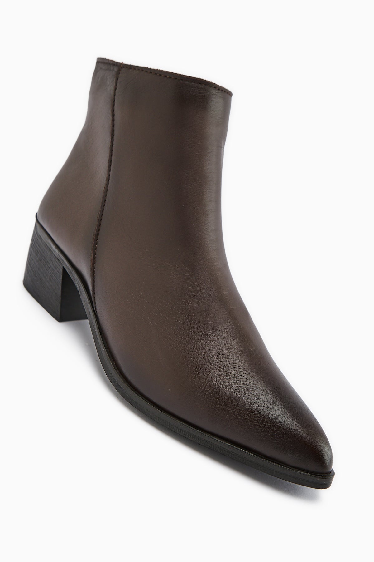 Mita Hakiki Deri Kahve Topuklu Kadın Bot