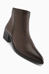 Mita Hakiki Deri Kahve Topuklu Kadın Bot