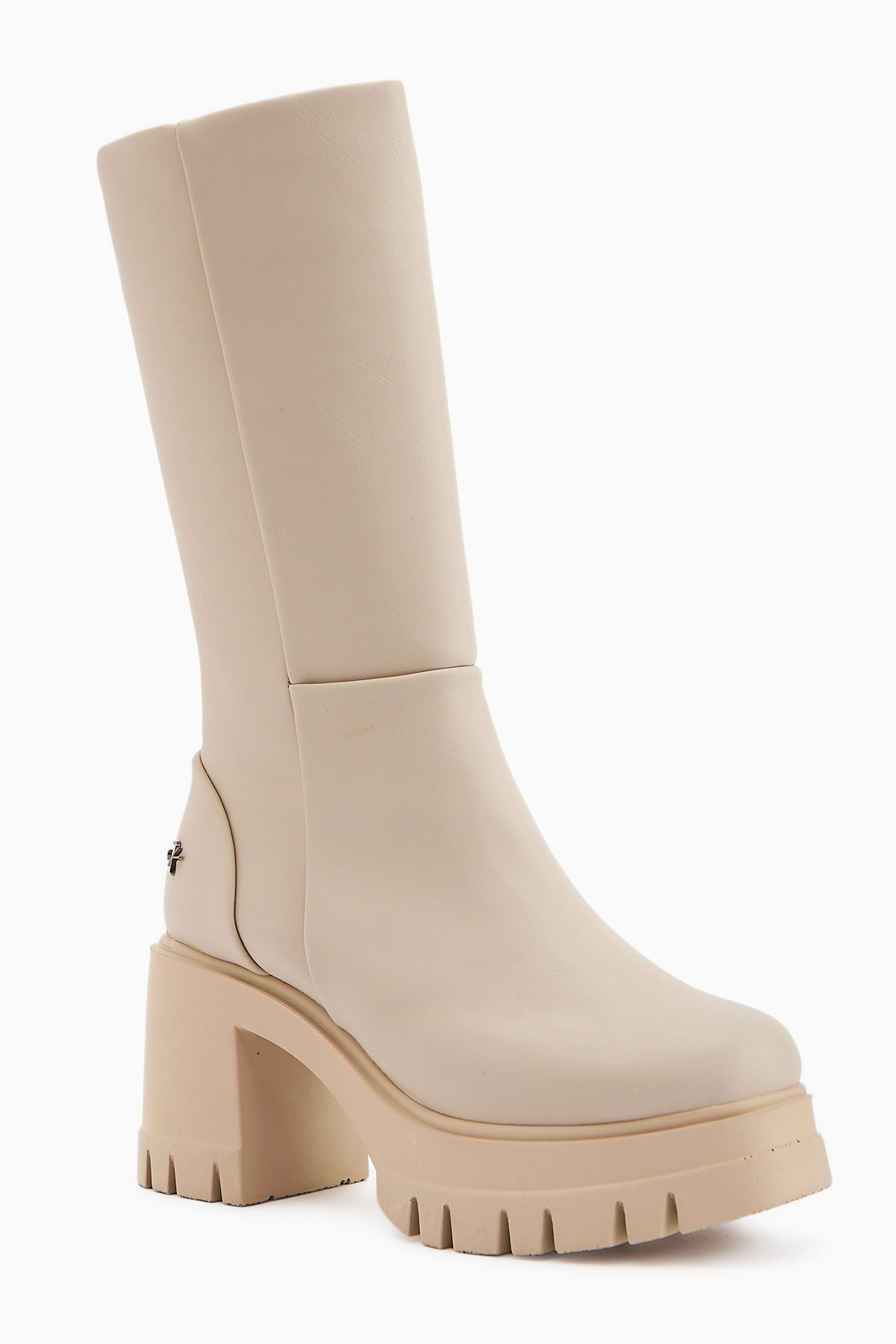 Chelsie Bej Yüksek Topuklu Platformlu Kısa Çizme