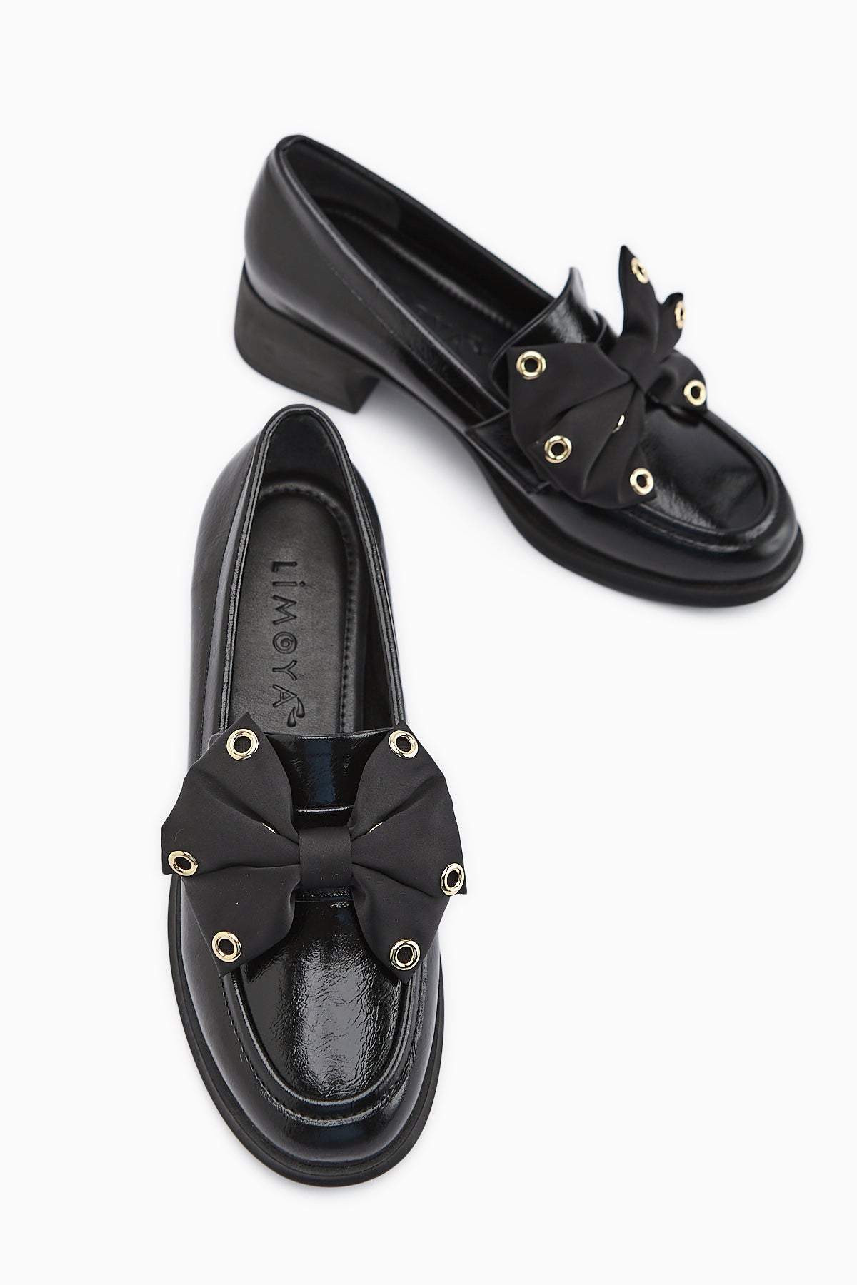 Ivet Siyah Fiyonk Detaylı Topuklu Loafer Kadın Ayakkabı