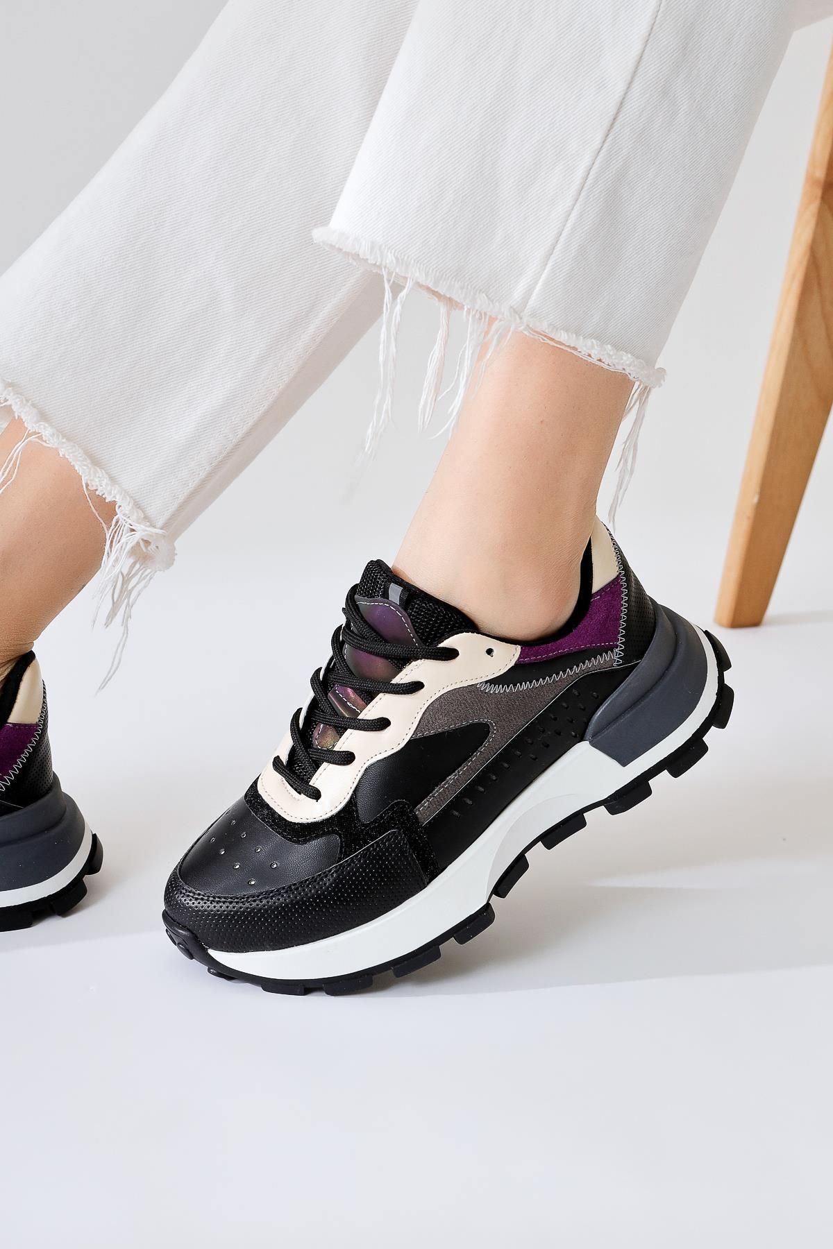 Sin Siyah Süet Bağcıklı Yüksek Taban Sneakers